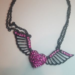 Heart with wings necklace